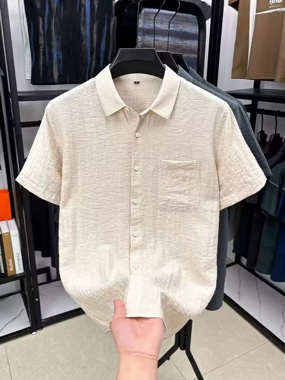 Men's Plus Size Lightweight Textured Short-Sleeve Shirt, image 2