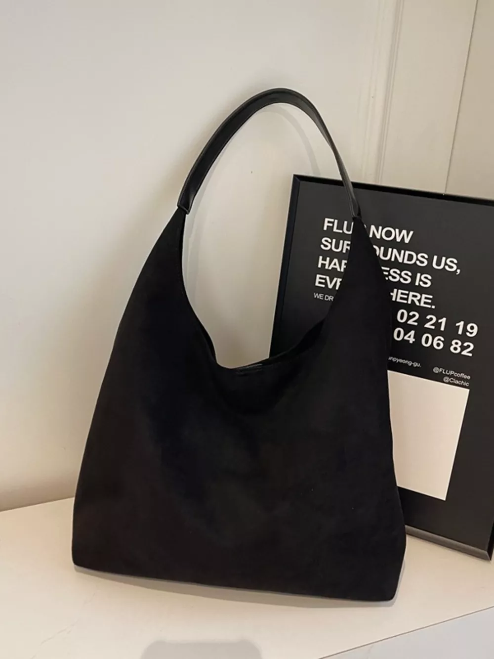 Solid Color Suede Tote Bag, image 2