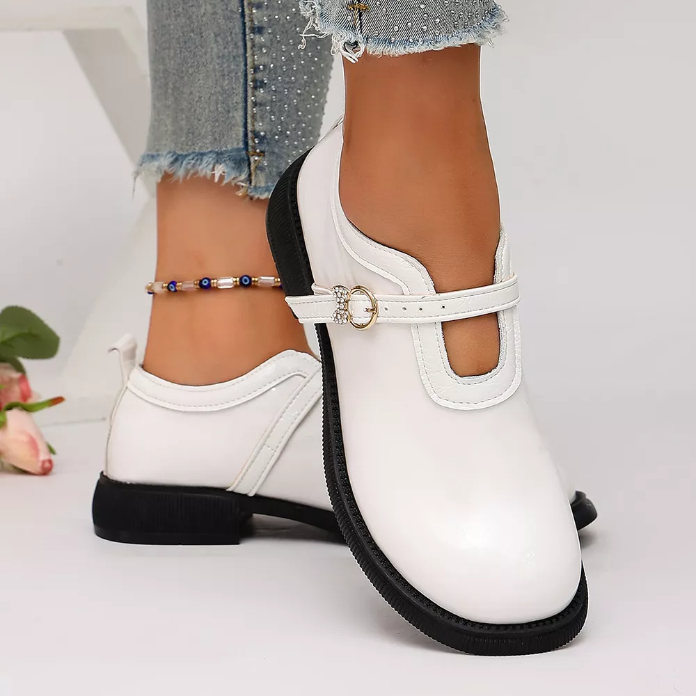 Round Toe Buckle Strap Loafers, image 5