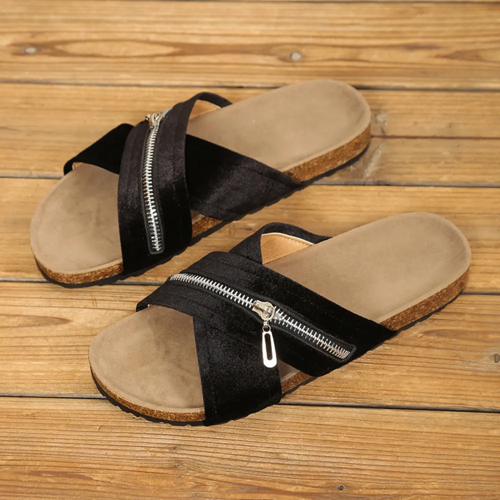 Open Toe Zip Detail Sandals, image 2