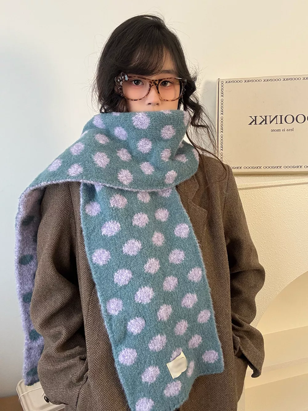 Polka Dot Knitted Scarf, image 12