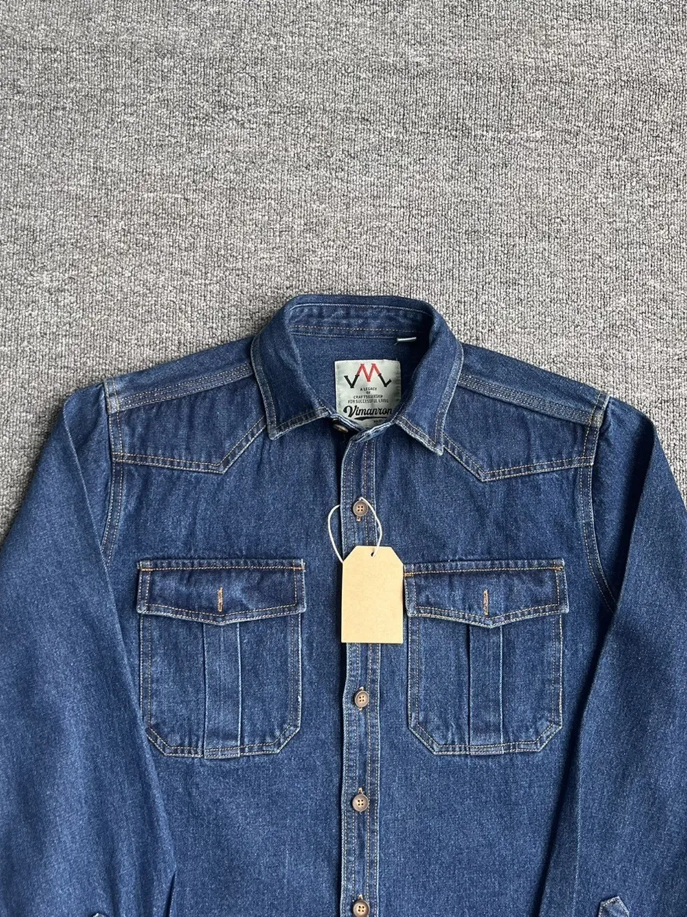 Men's Plus Size Button Up Washed Denim Shirt, image 5