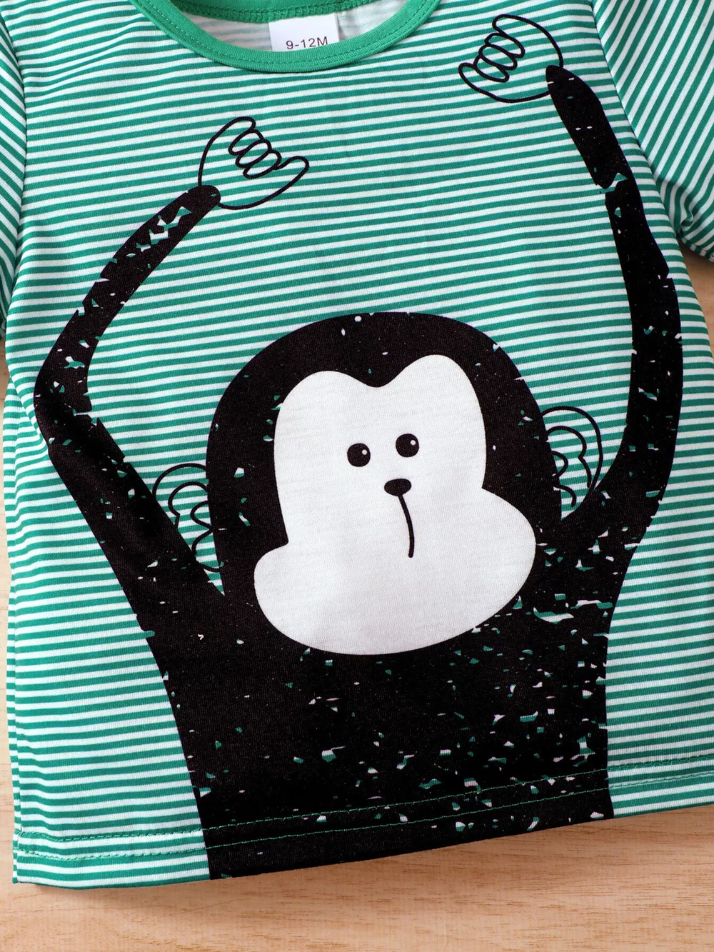Children's Monkey Striped Top and Shorts Set, image 4