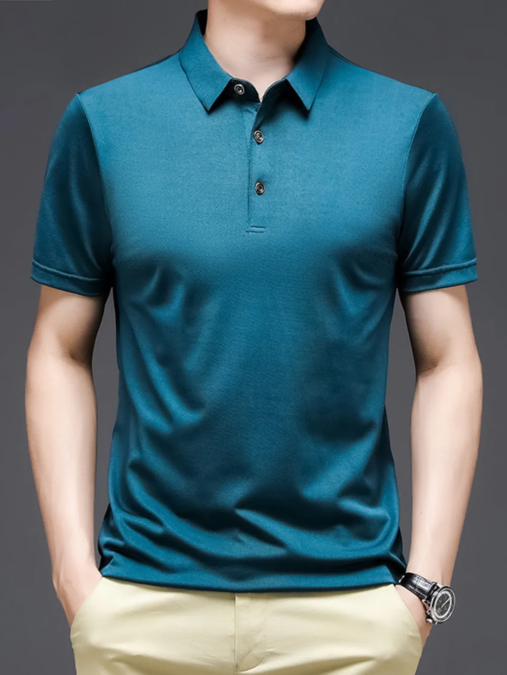Men's Plus Size Breathable Collared Neck Polo, image 5