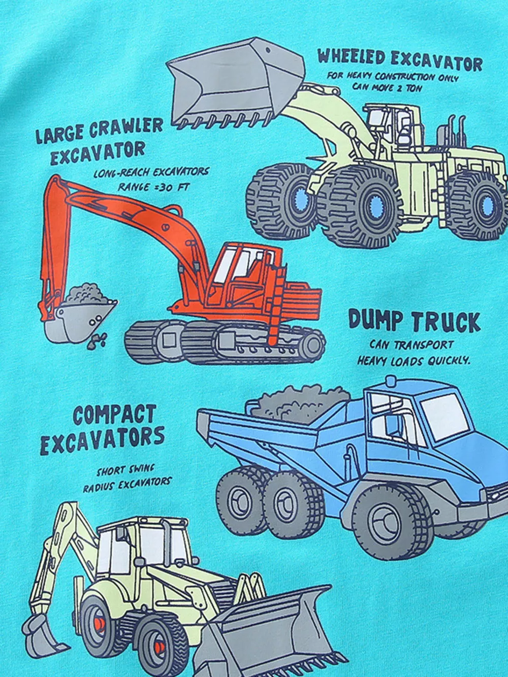 Children's Excavator Print Round Neck T-Shirt, image 4