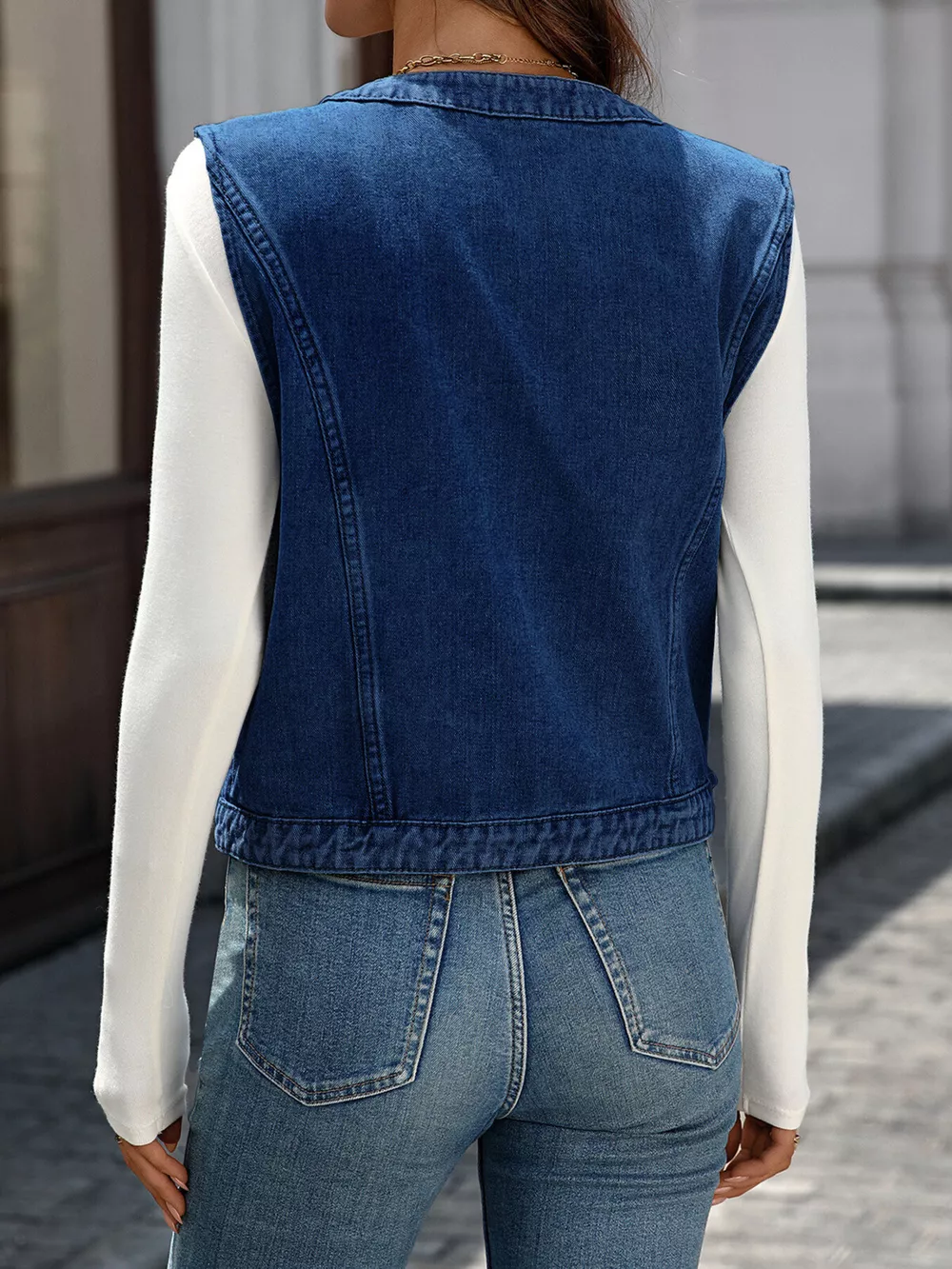Button-Down Denim Vest, image 8