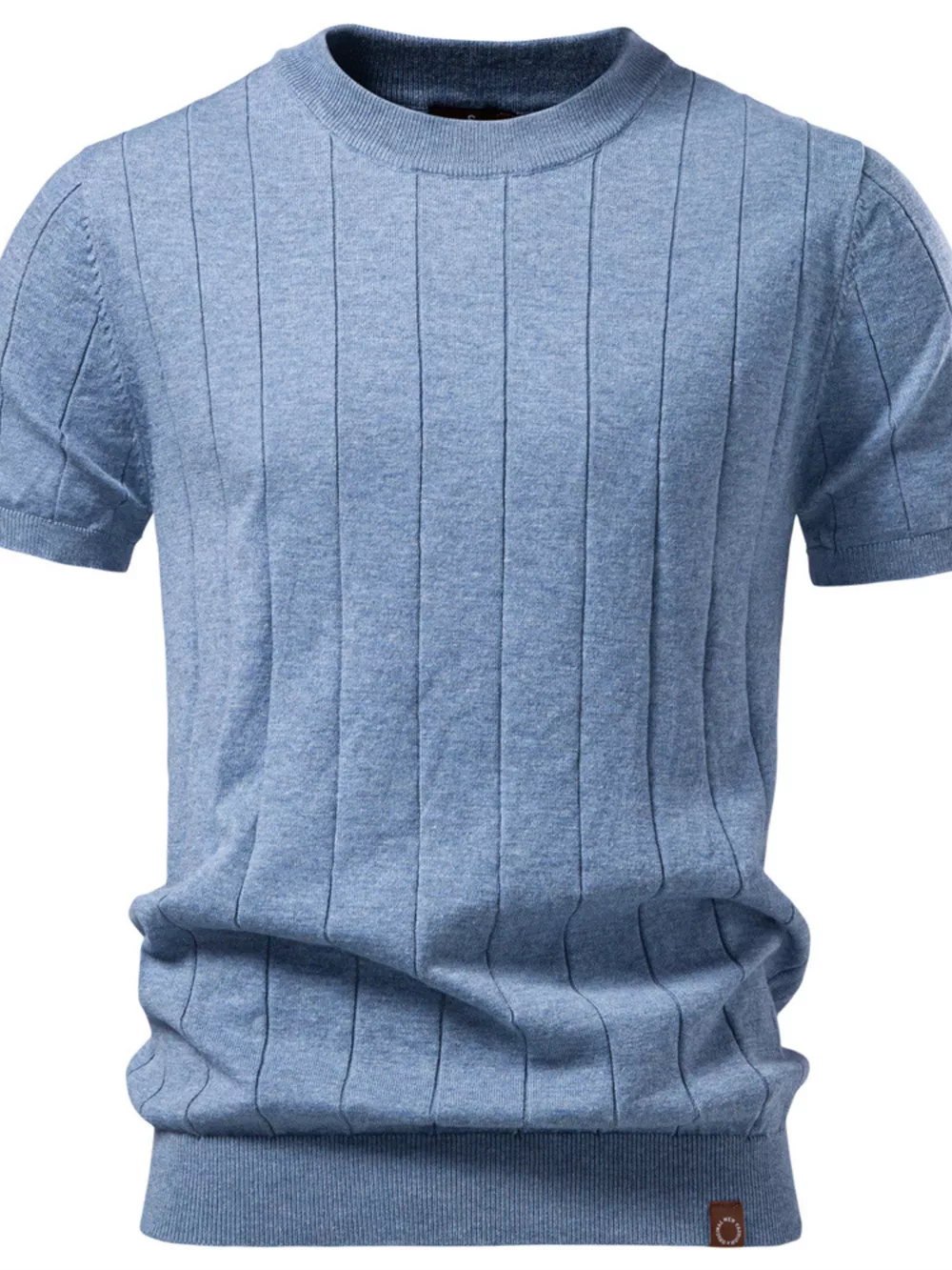 Men's Ribbed Knit Short Sleeve Sweater, image 3