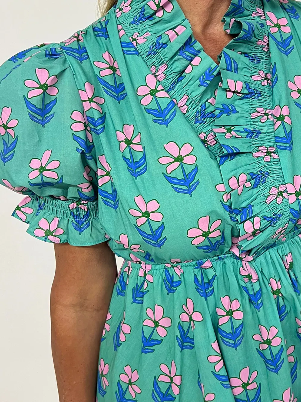 Floral Print Puff Sleeve Shirt Dress, image 4