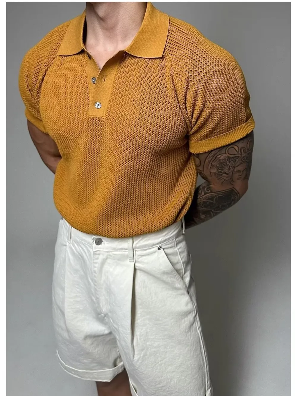 Men's Full Size Textured Knit Short Sleeve Polo Plus Size, image 10
