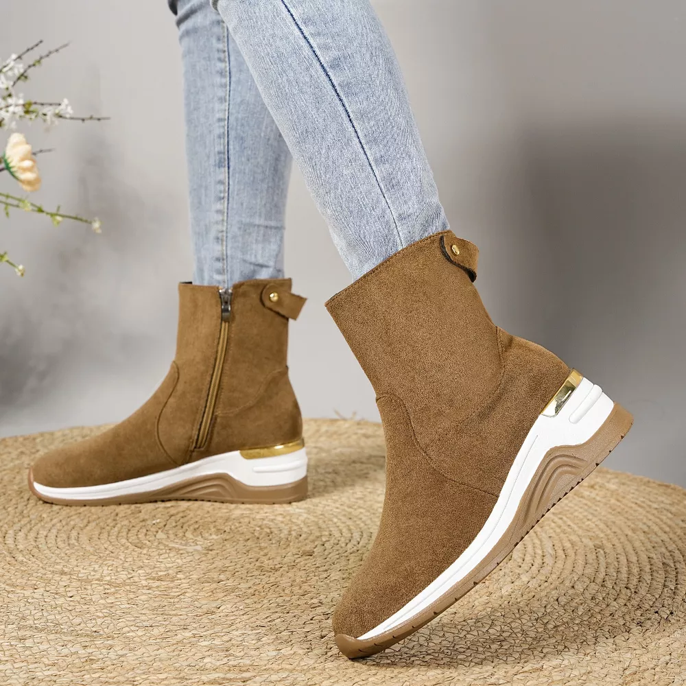 Suede Ankle Boots with Wedge Heel, image 15