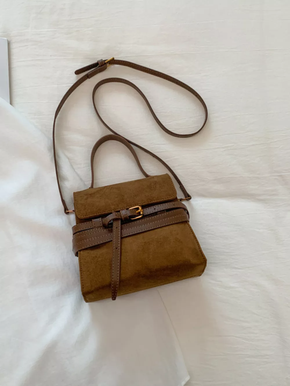 Suede Buckle Decor Crossbody Bag, image 17