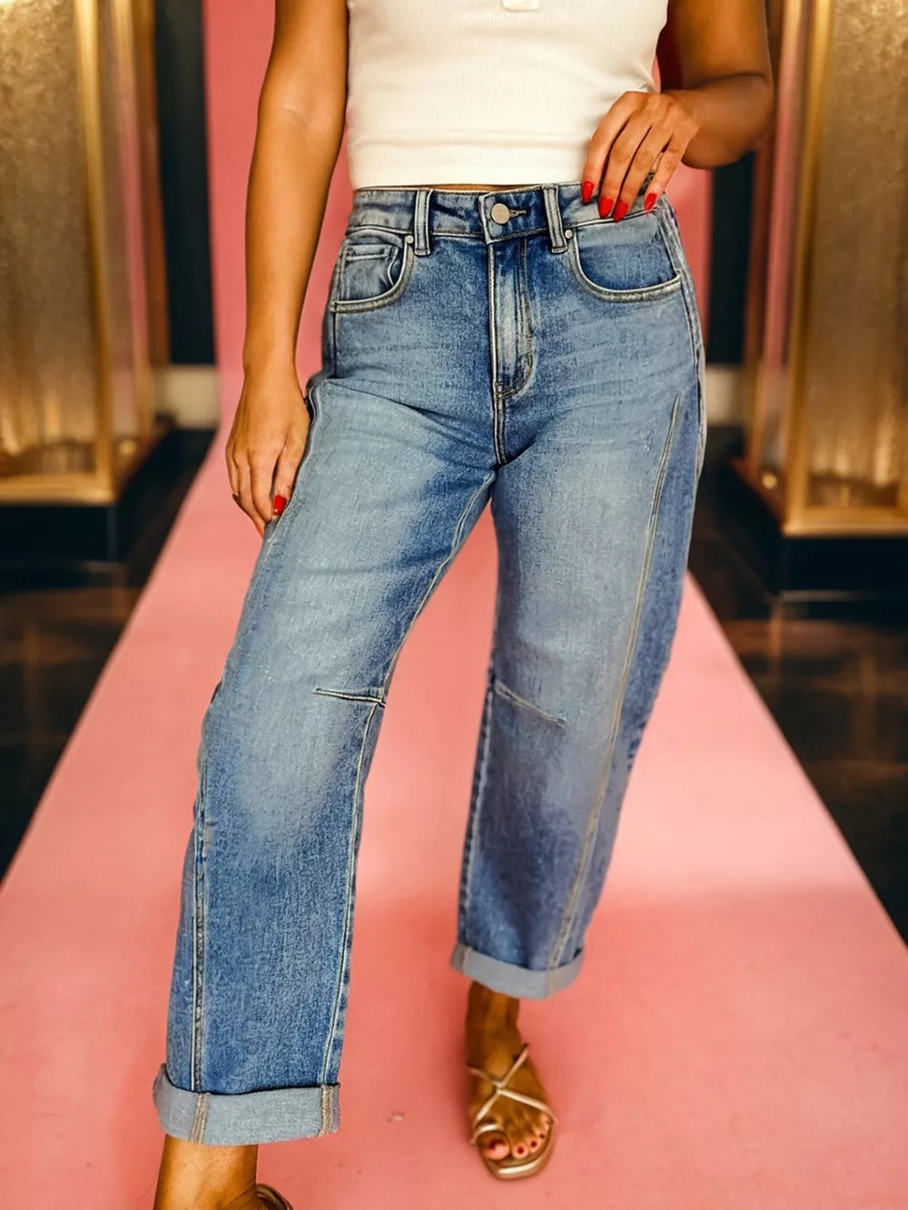 Vintage Washed Seam Detail Shift Jeans, image 7