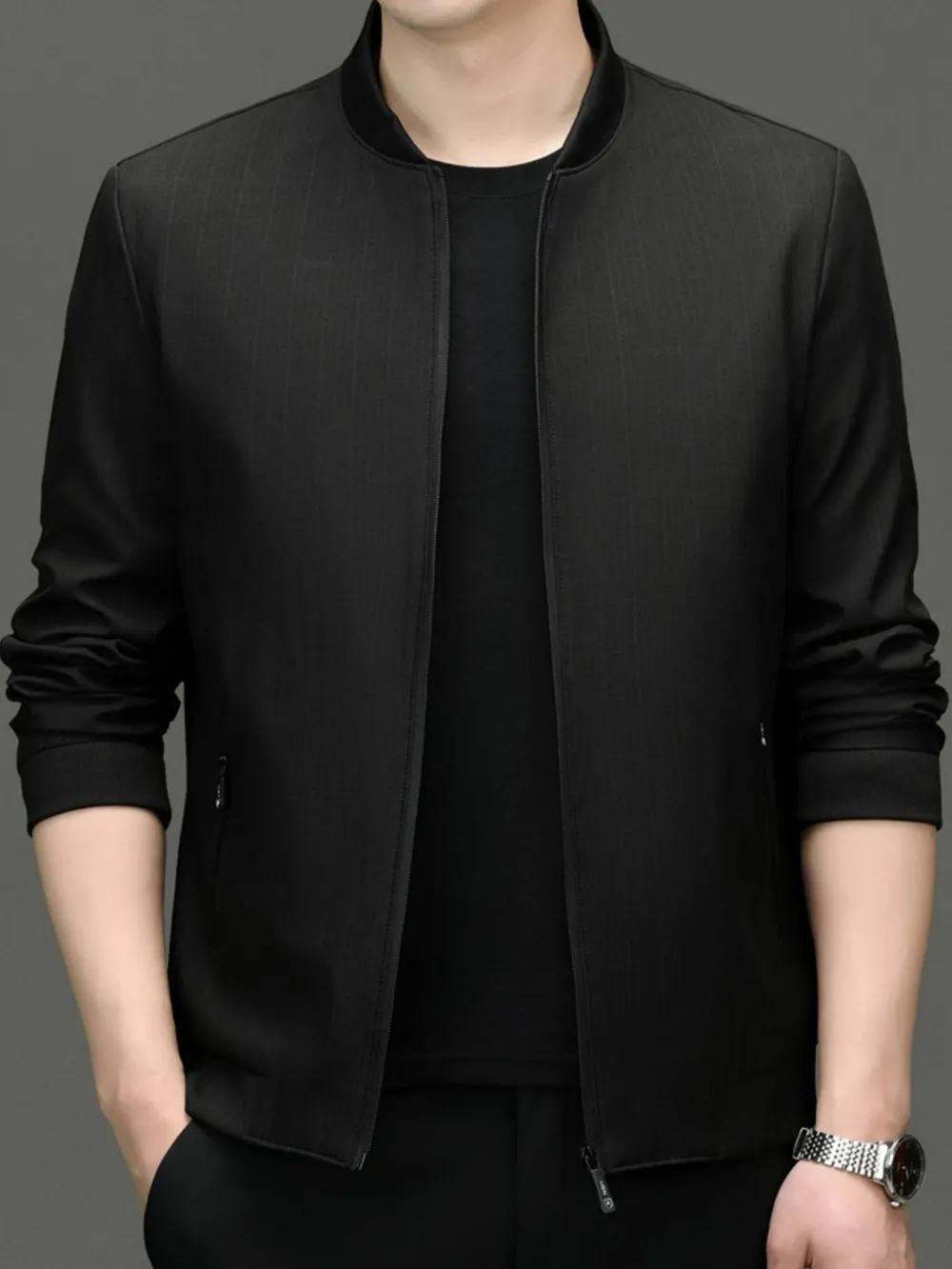 Men's Plus Size Zip Up Long Sleeve Jacket