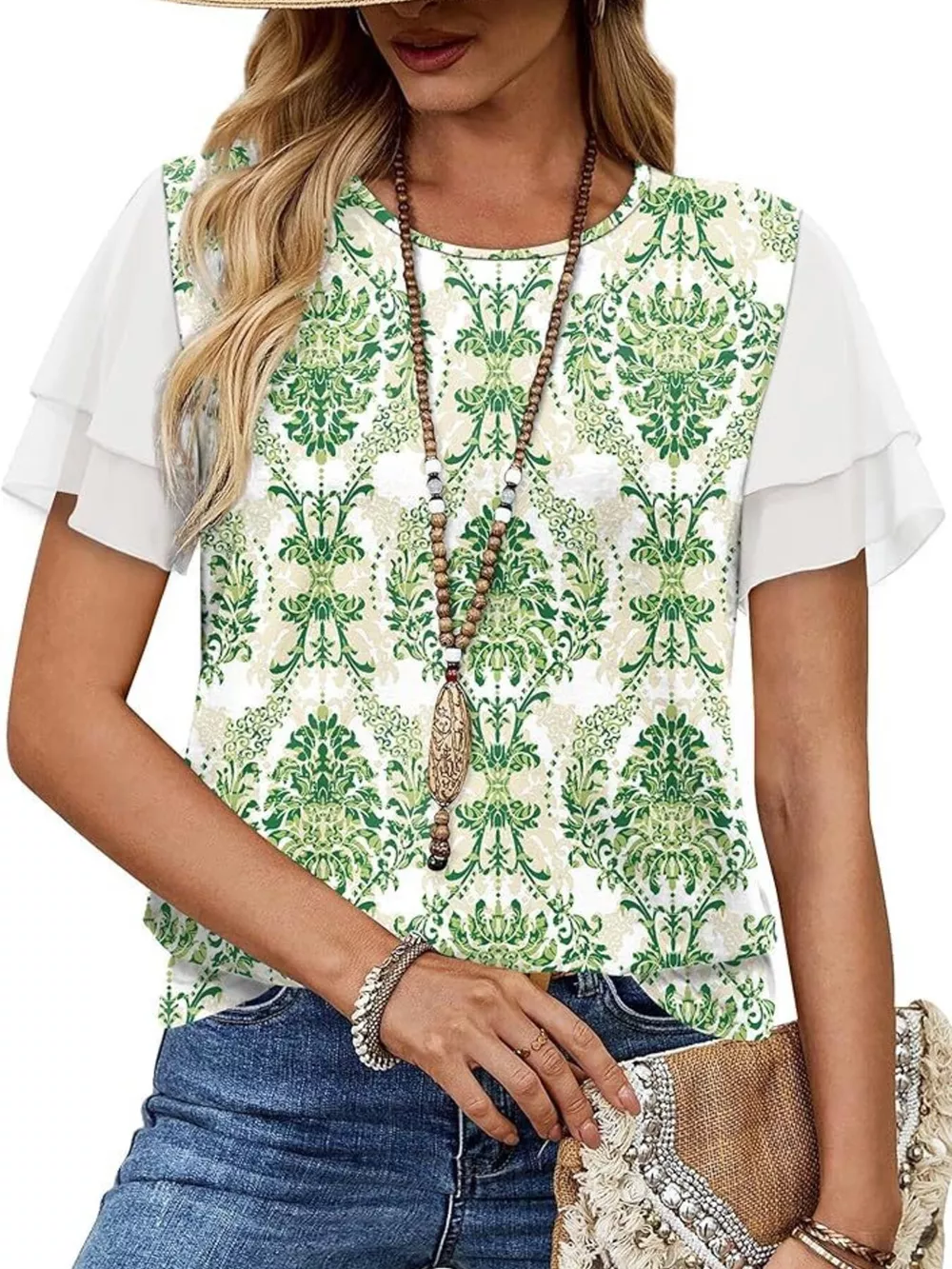 Layered Short Sleeve Round Neck T-Shirt, image 29
