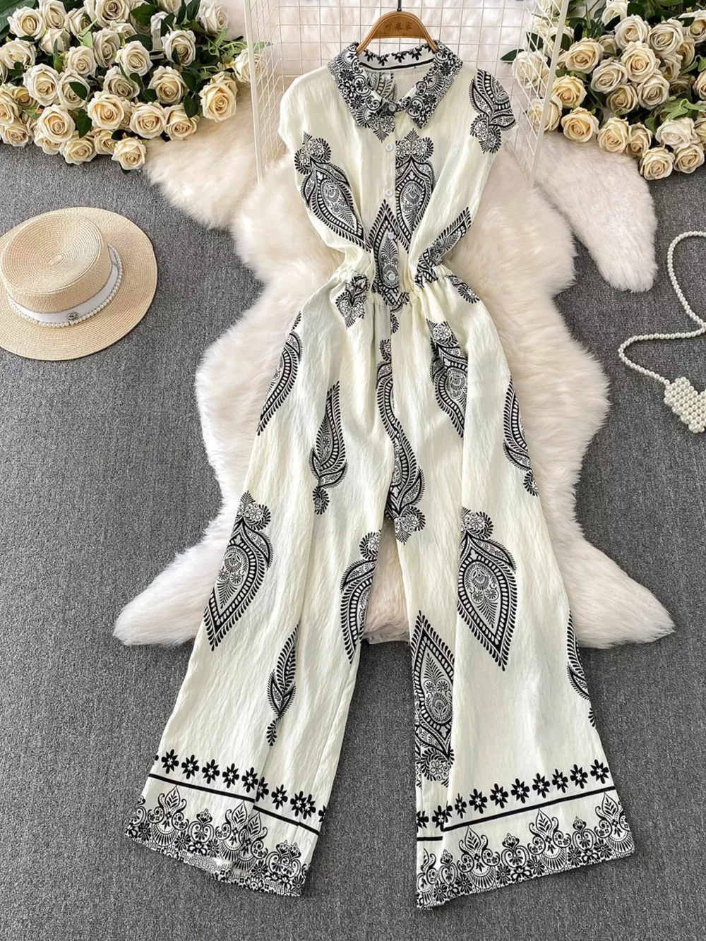 Button Front Wide Leg Jumpsuit, image 26