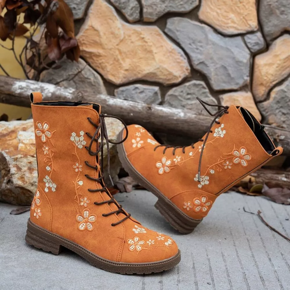 Round Toe Block Heels Boots, image 4