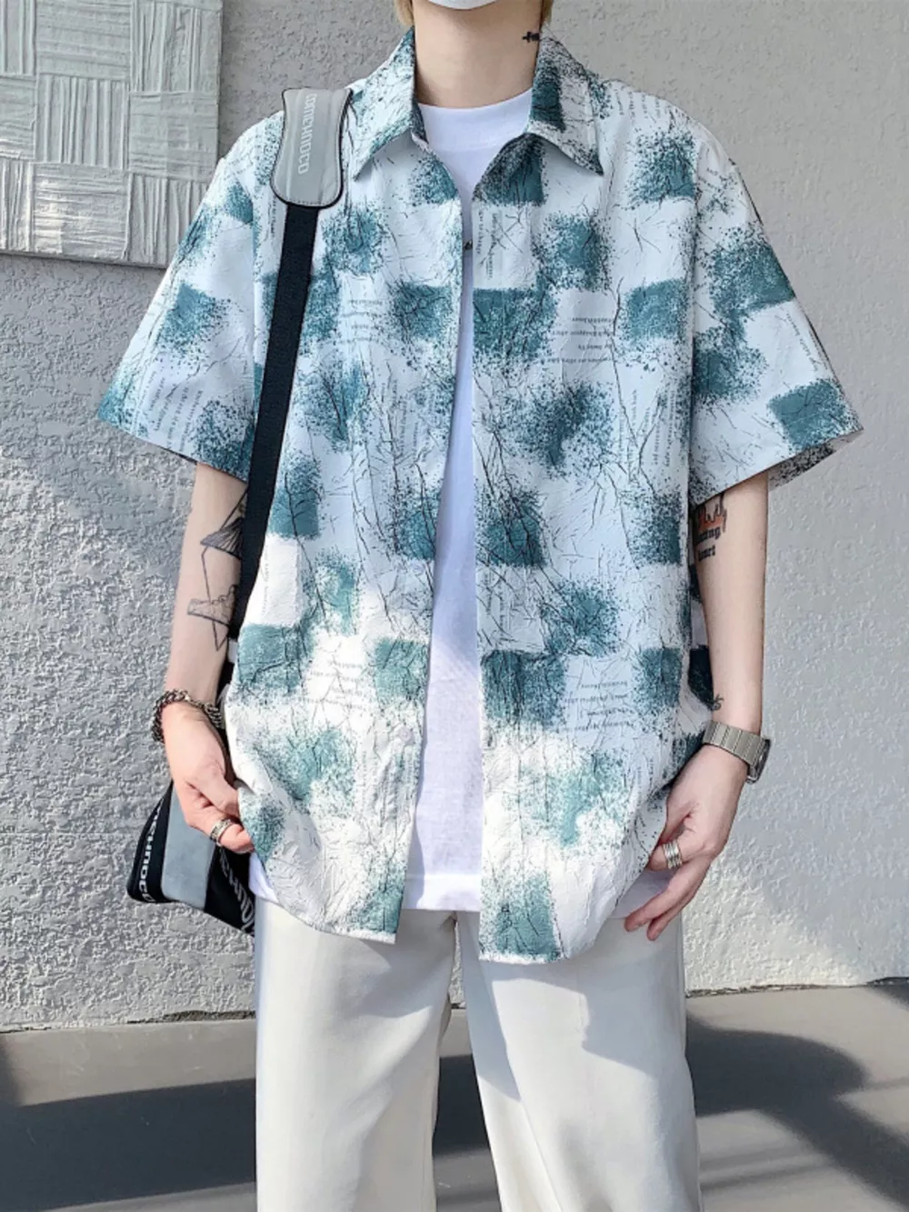 Men's Plus Size Abstract Pattern Short Sleeve Shirt, image 2