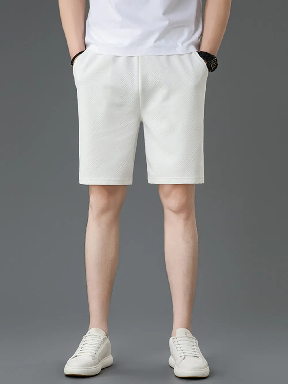 Men's Plus Size Textured Pocketed Shorts, image 2