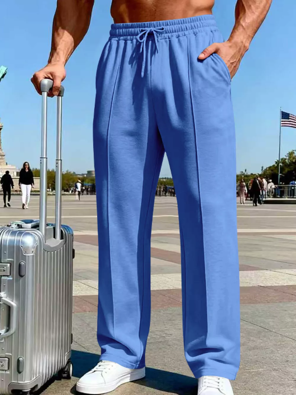 Men's Full Size Drawstring Wide Leg Pants Plus Size, image 17