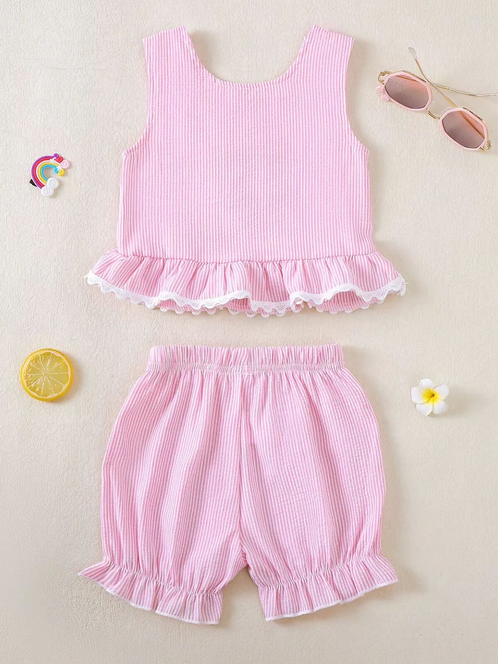 Children's Ruffled Hem Tank & Shorts Set, image 6