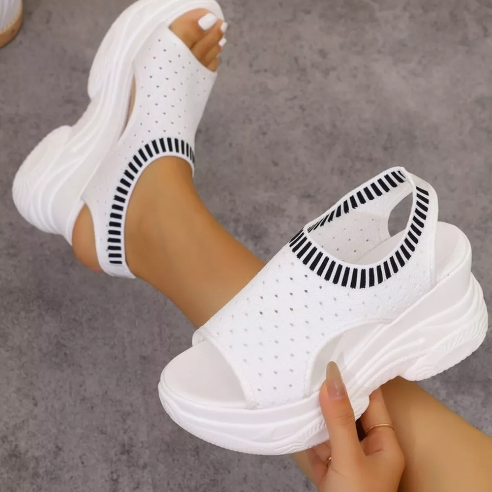 Mesh Platform Wedge Sandals, image 16