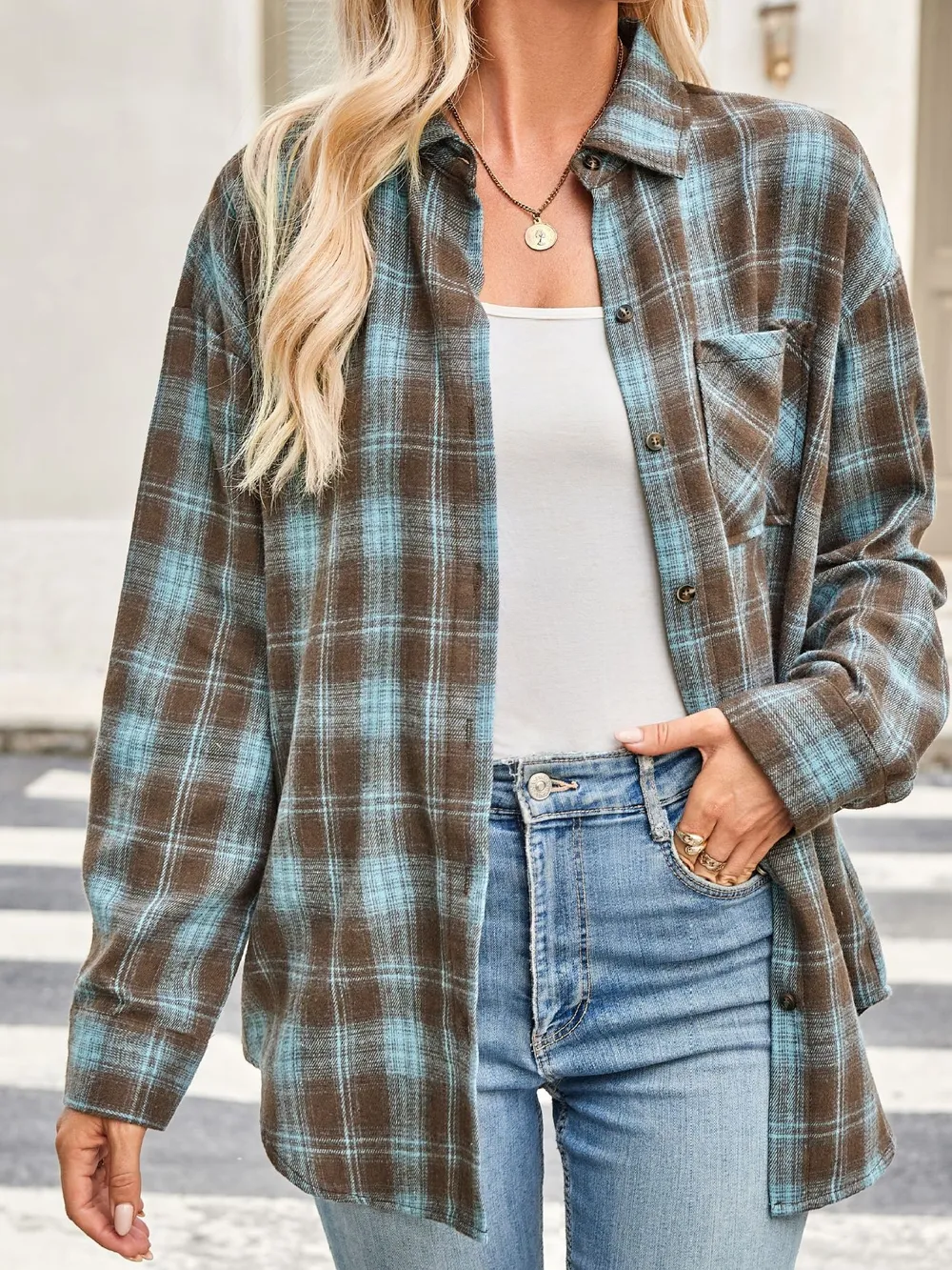 Plaid Button Up Long Sleeve Shirt, image 7