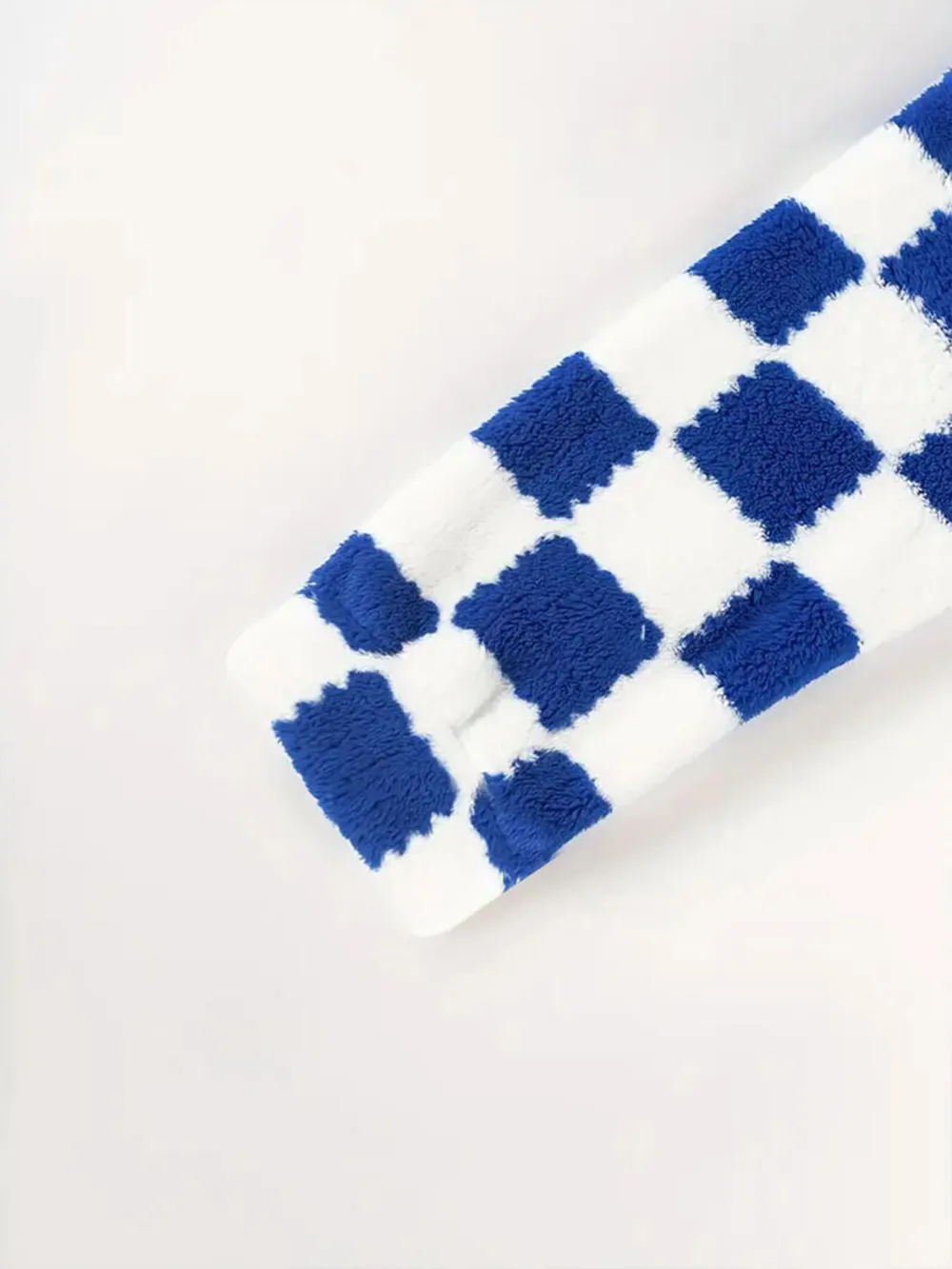 Checkered Fleece Oversized Zip Up Jacket, image 5