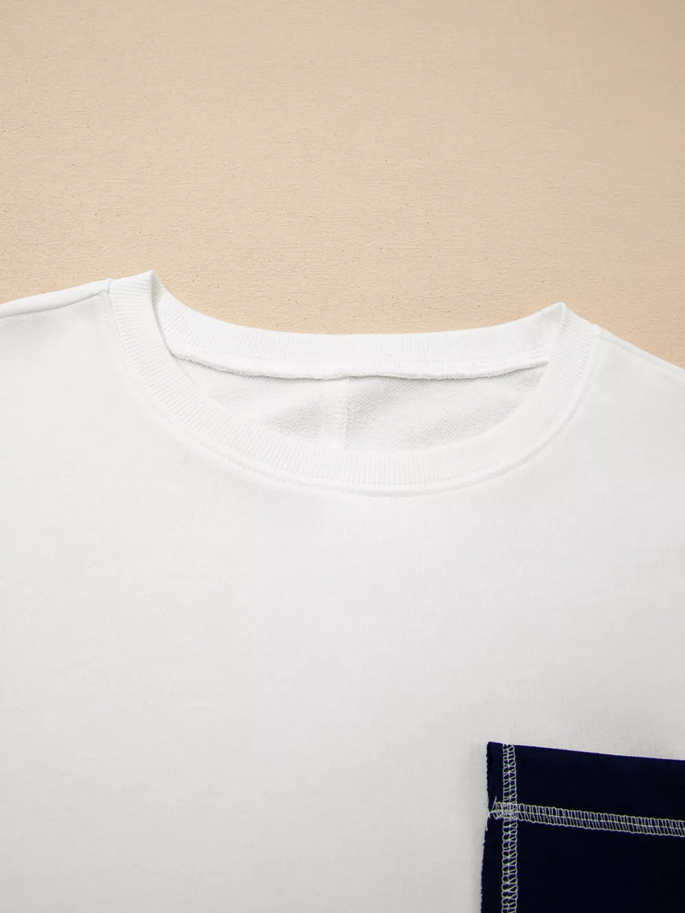 Exposed Seam Detail Color Block Patch Pocket Drop Shoulder Sweatshirt, image 5