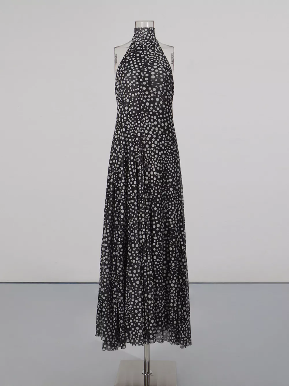 Halter Neck Polka Dot Maxi Dress, image 4