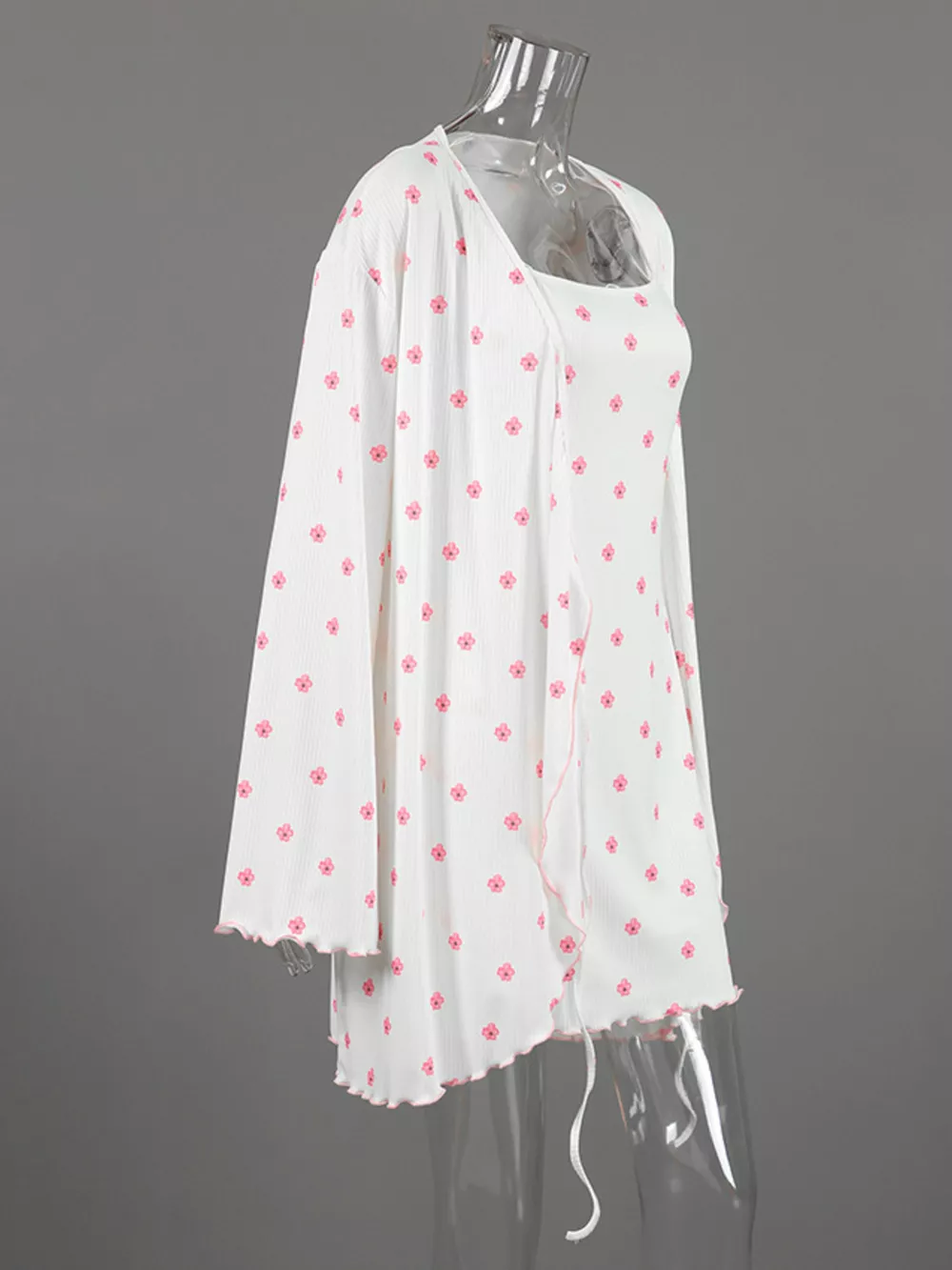 Floral Print Cami Dress and Cardigan Lounge Set, image 8