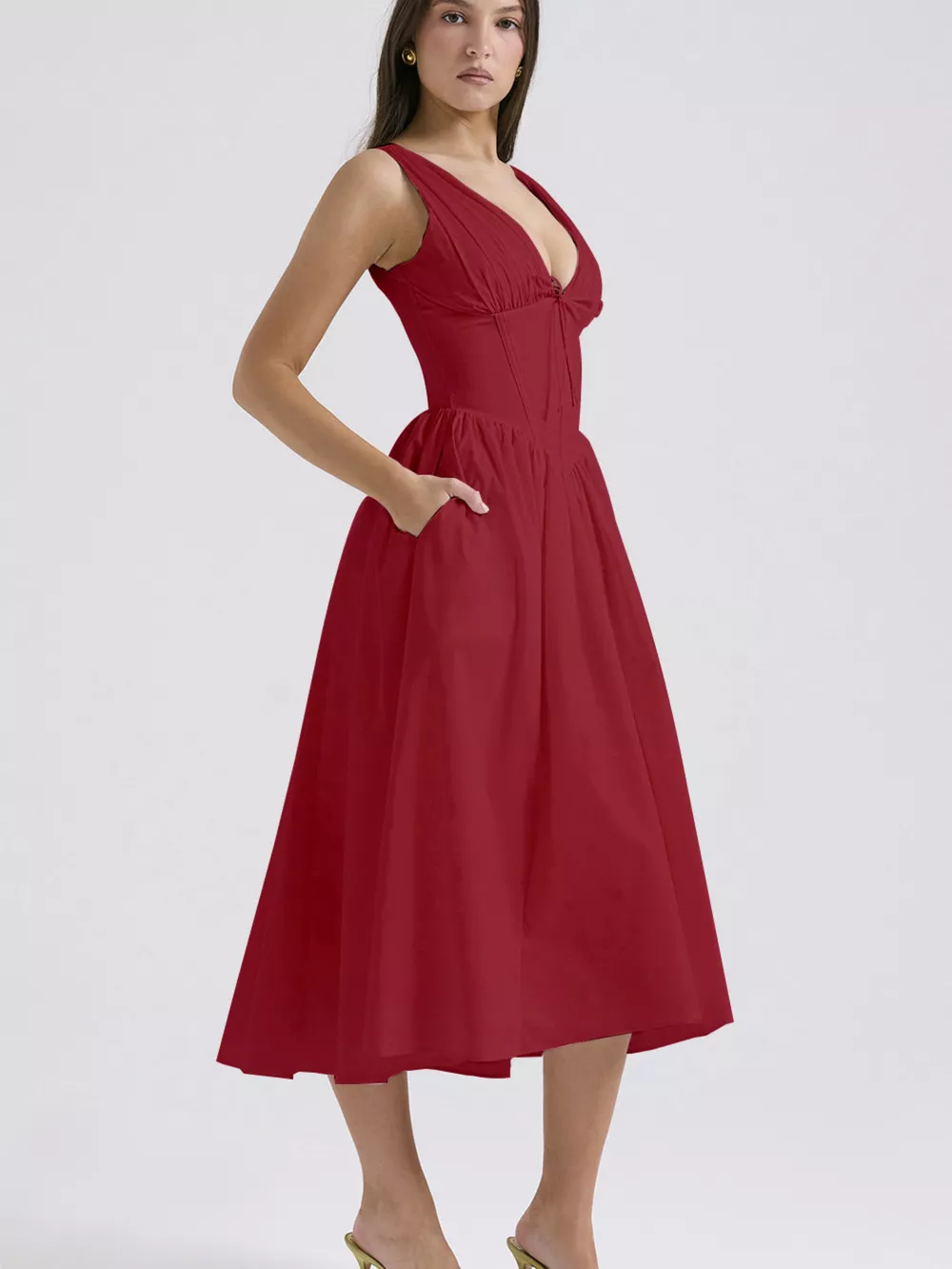 V-Neck Sleeveless Midi Dress, image 13