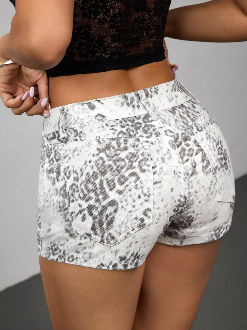 Leopard Print Denim Shorts, image 4