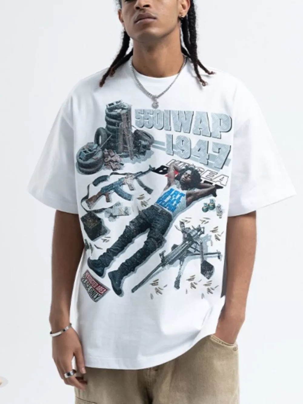 Men's Graphic Round Neck Half Sleeve T-Shirt, image 2