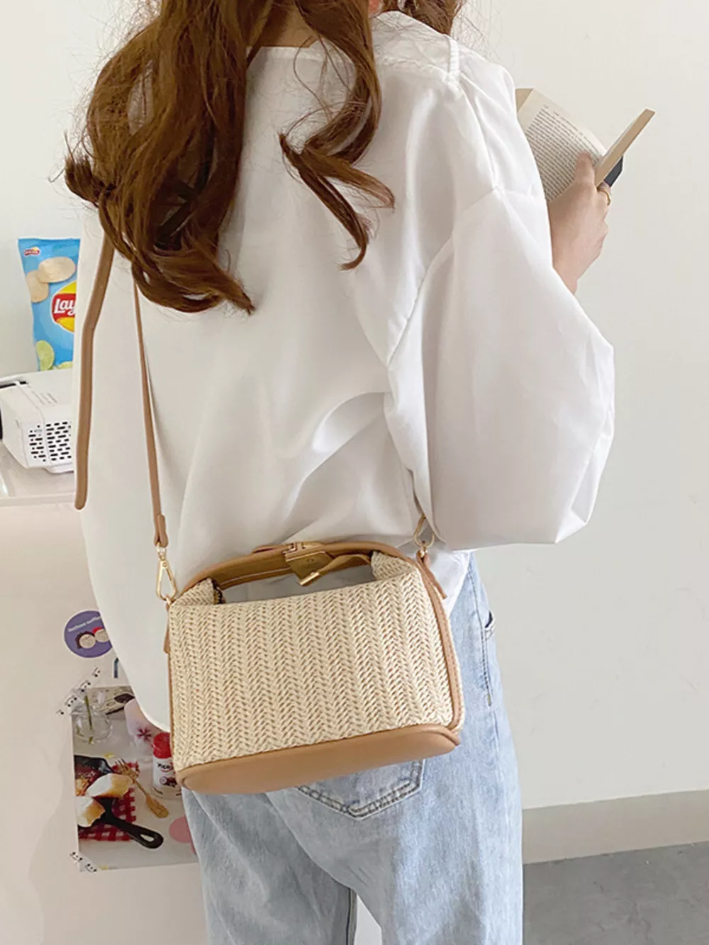 Woven Straw Crossbody Bag, image 6