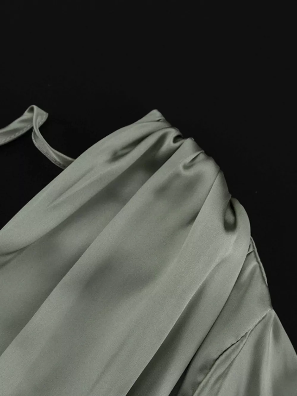 V-Neck Satin Mini Dress with Flowy Sleeves, image 9