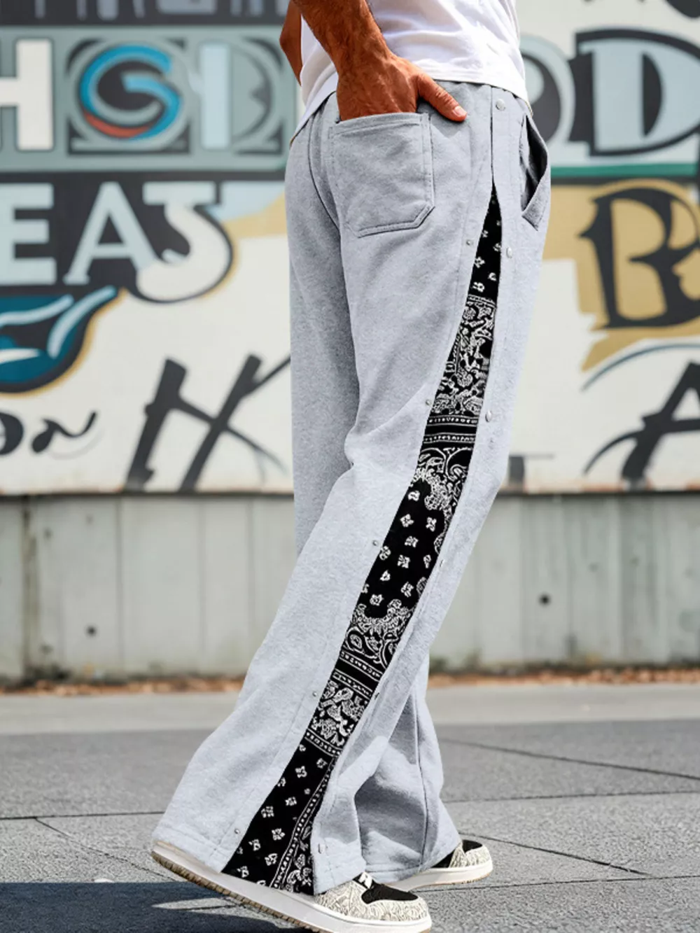 Men's Full Size Side Snap Wide Leg Pants Plus Size, image 13