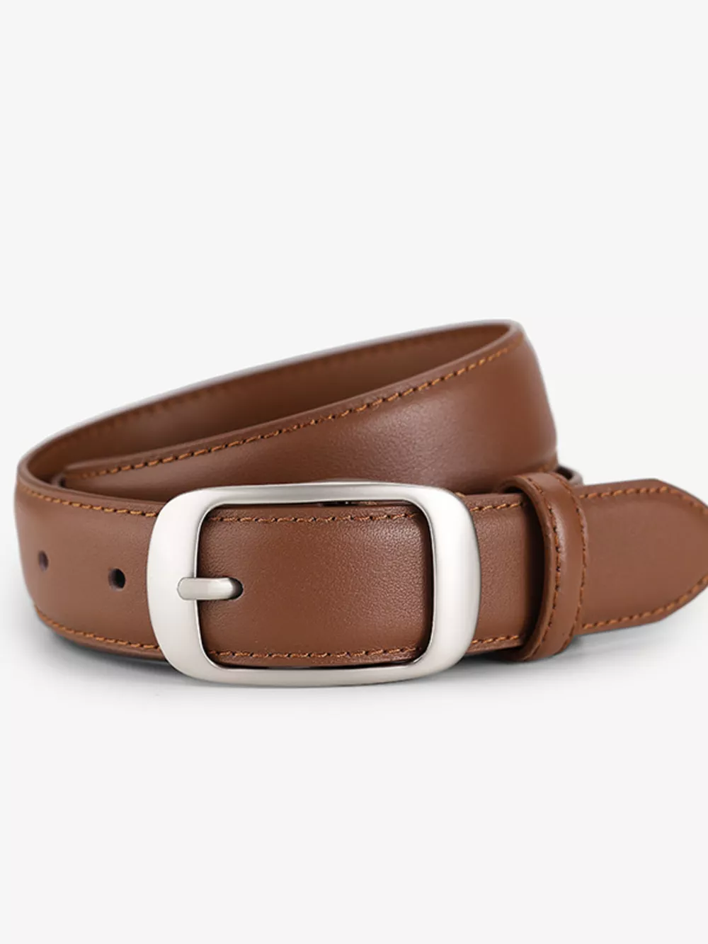 Classic Leather Belt with Silver Buckle, image 5
