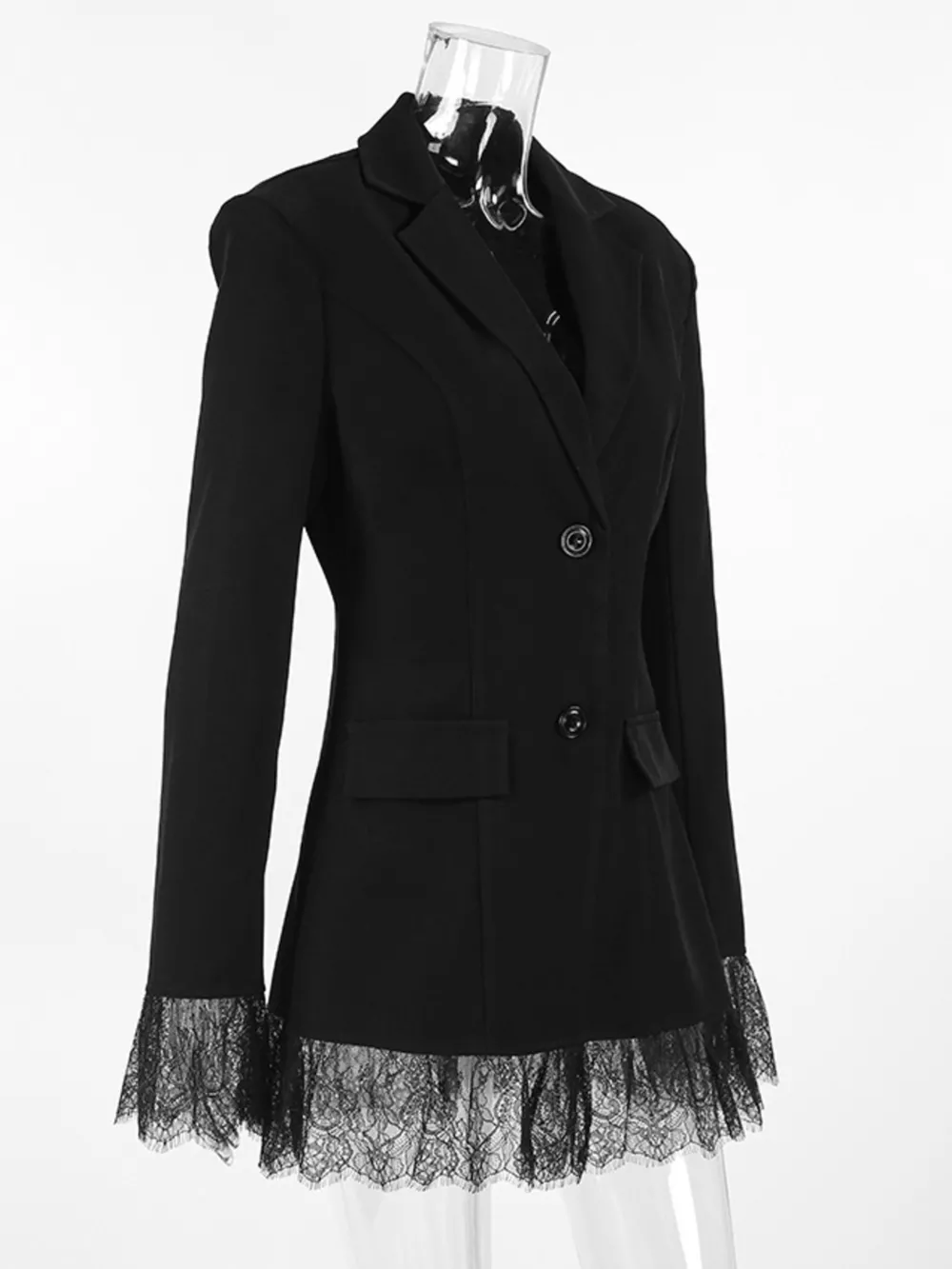 Lace Hem Lapel Collar Blazer, image 11
