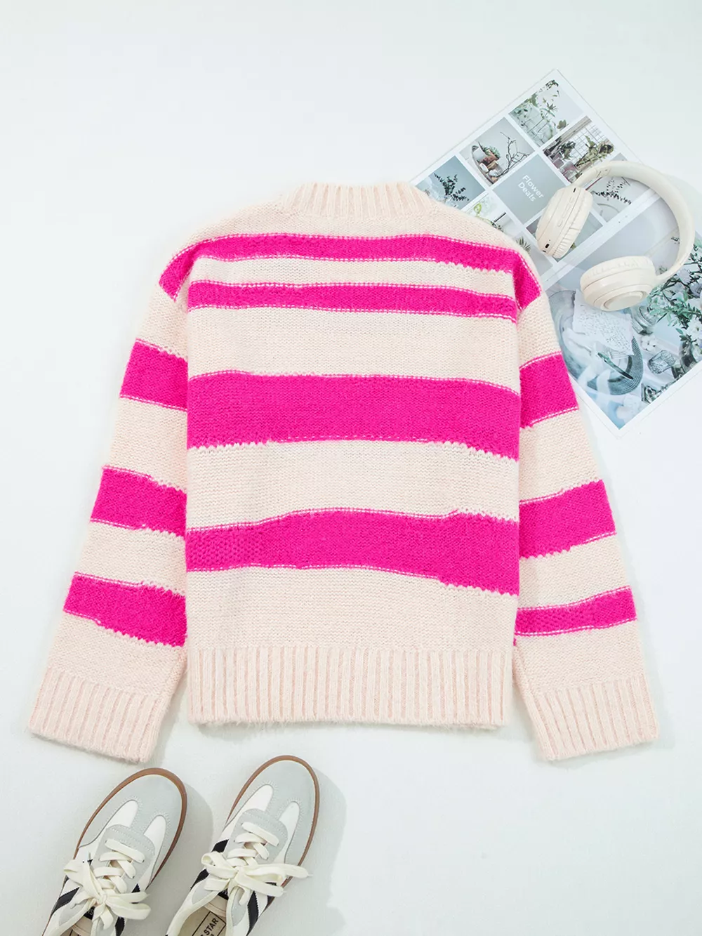 Sequin Letter Graphic Colorblock Loose Sweater, image 8