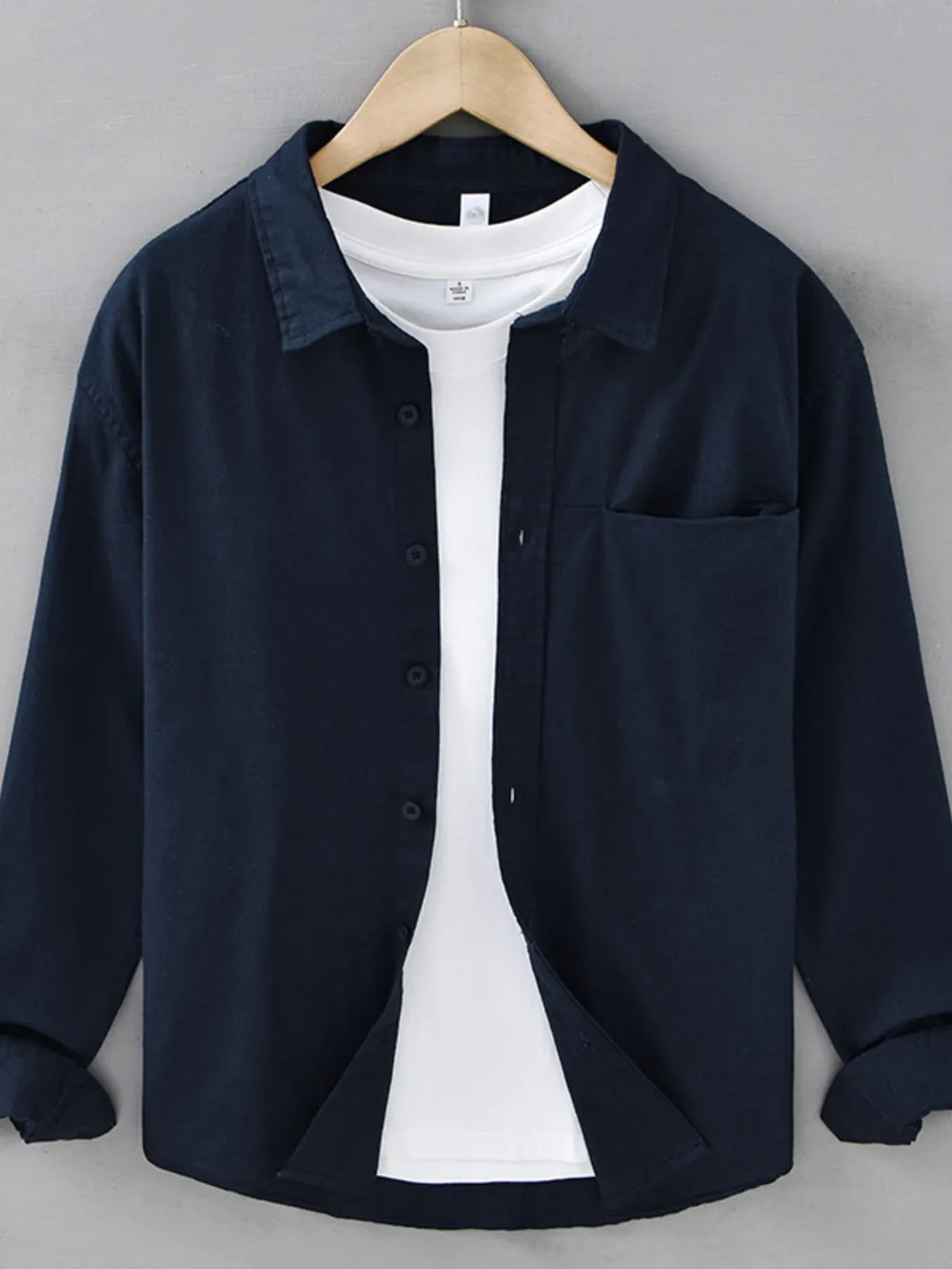Men's Plus Size Button Up Long Sleeve Shirt, image 3