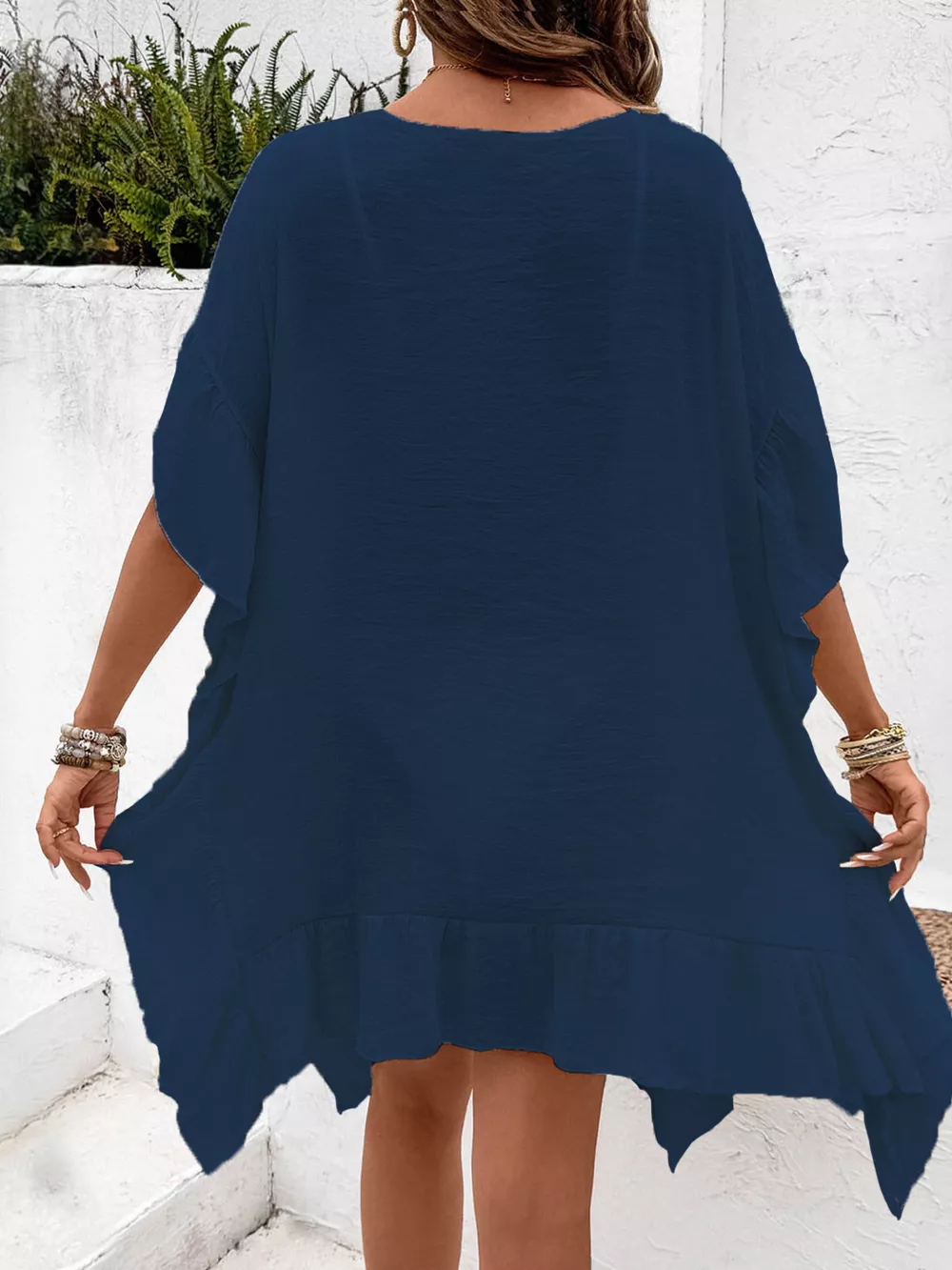 Crochet Trim Ruffled Hem Cover-Up Dress, image 4