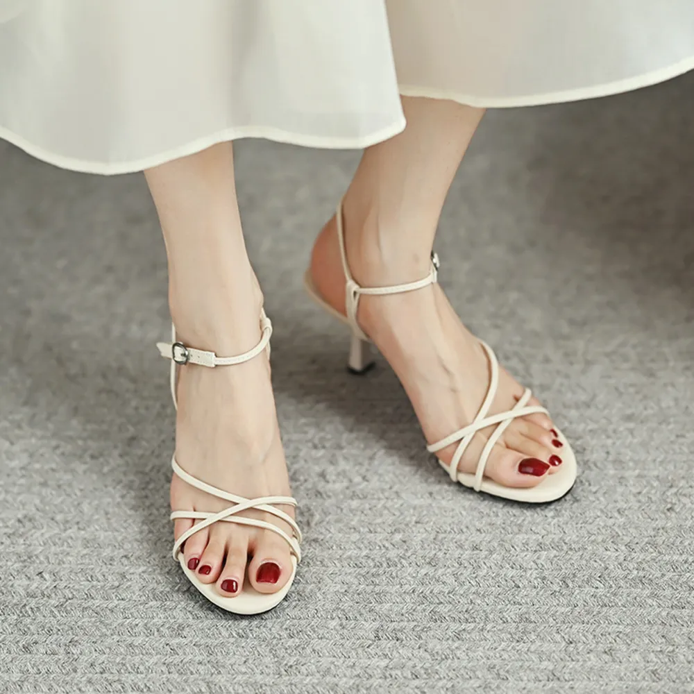Strappy Ankle Buckle Sandals