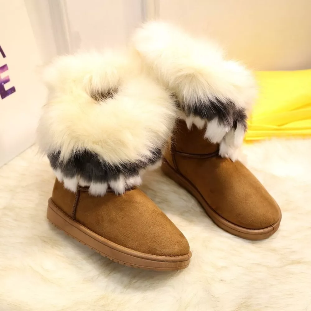 Fluffy Fur Cuff Round Toe Boots, image 7