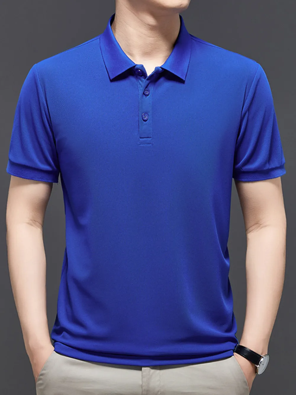 Men's Plus Size Button Detail Short Sleeve Polo, image 4