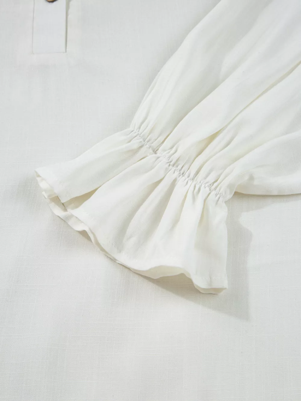 Ruffle Elastic Cuffs Puffy Long Sleeve Button Down Shirt, image 12