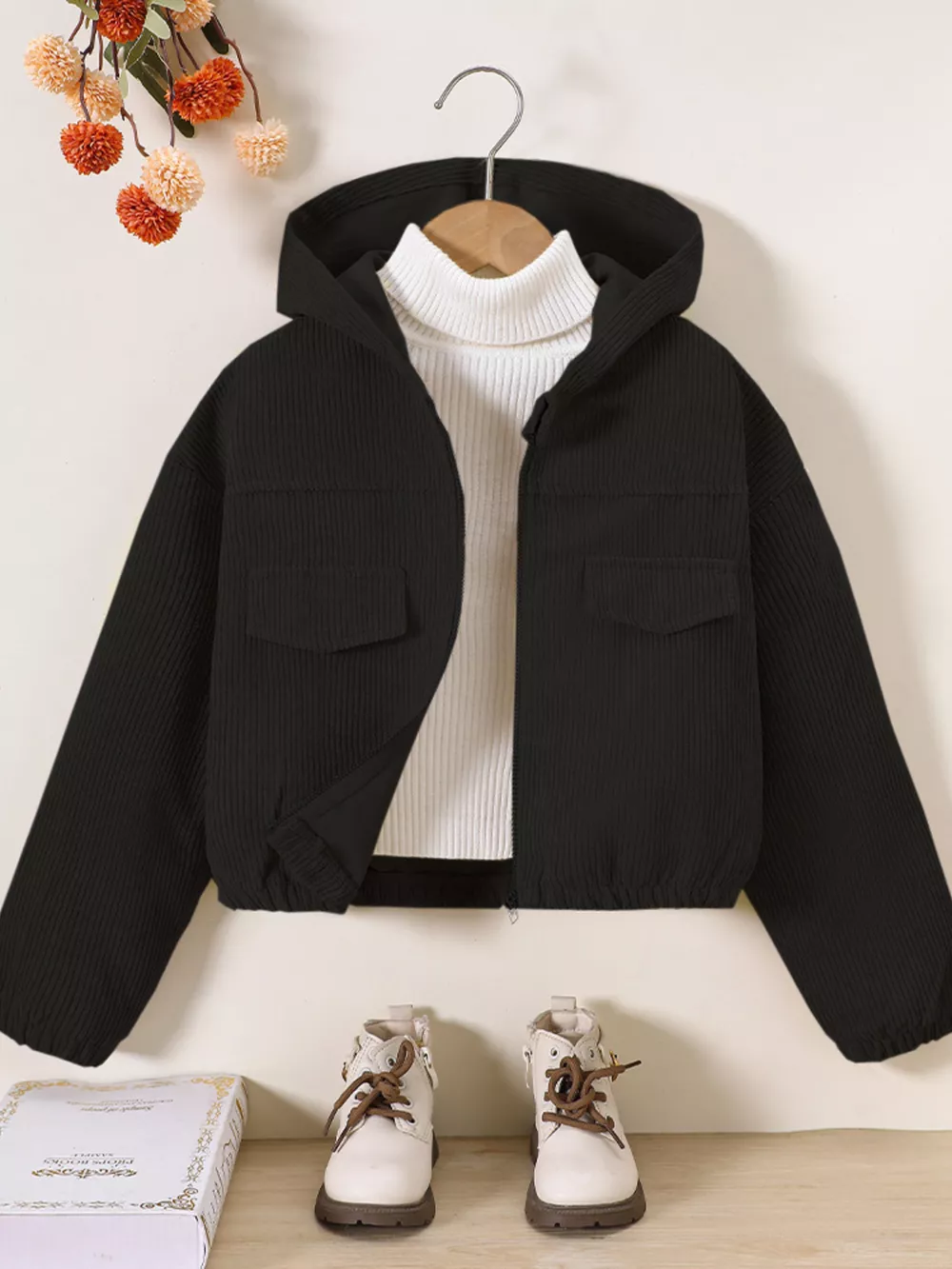 Children's Casual Corduroy Hooded Jacket, image 5