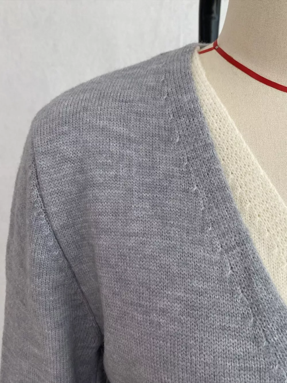 V-Neck Button-Down Contrast Layered Cardigan, image 6