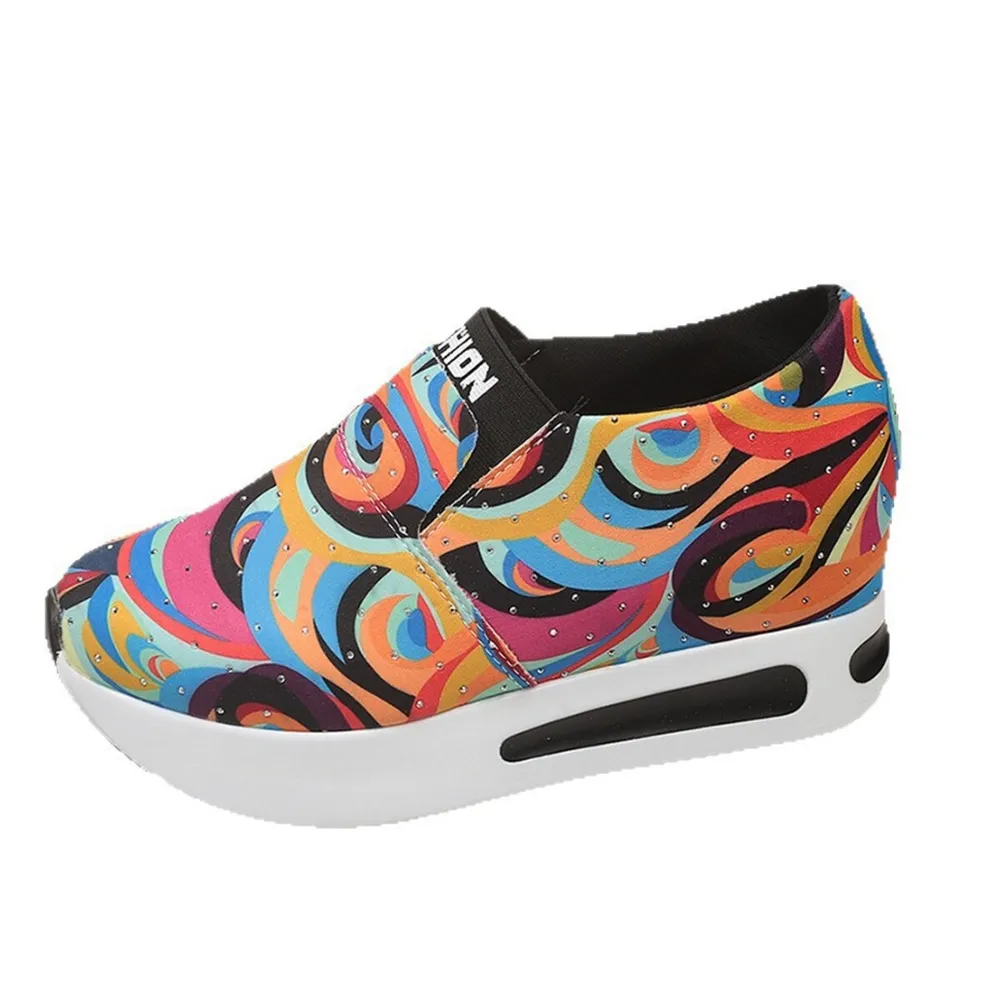 Colorful Abstract Pattern Platform Sneakers, image 2