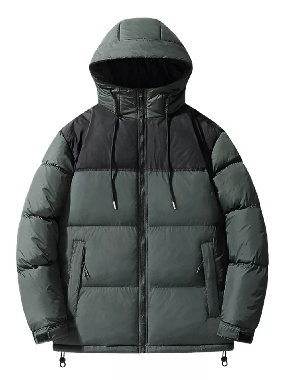 Men's Plus Size Drawstring Hooded Puffer Jacket, image 4