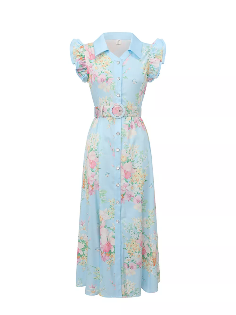 Floral Print Ruffle Sleeve Midi Dress, image 2